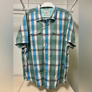 Tommy Bahama Green and Blue Plaid Button Down Shirt 2XL